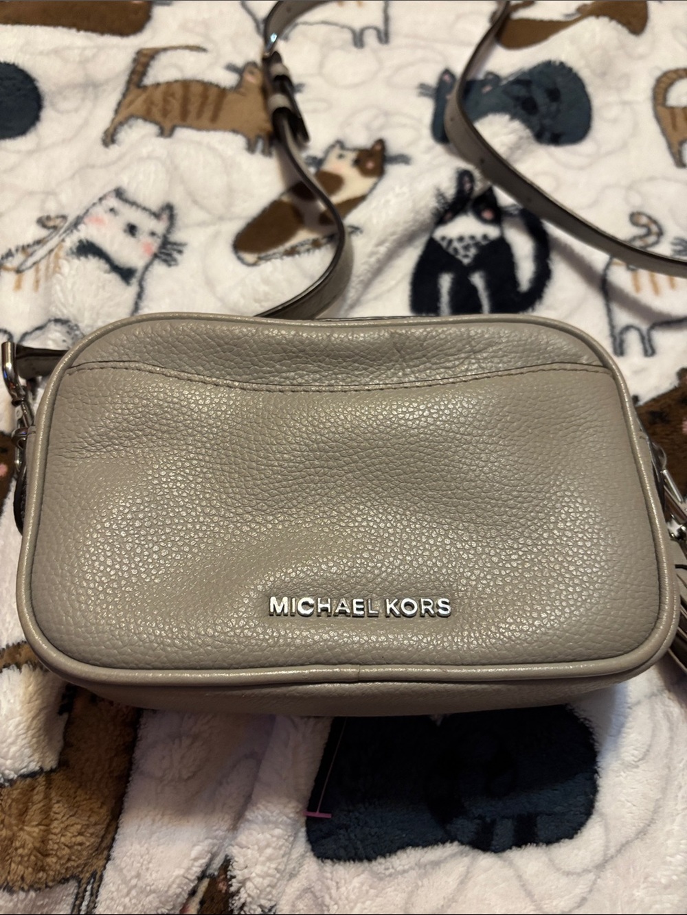 Michael Kors Pebbled Taupe Leather Crossbody